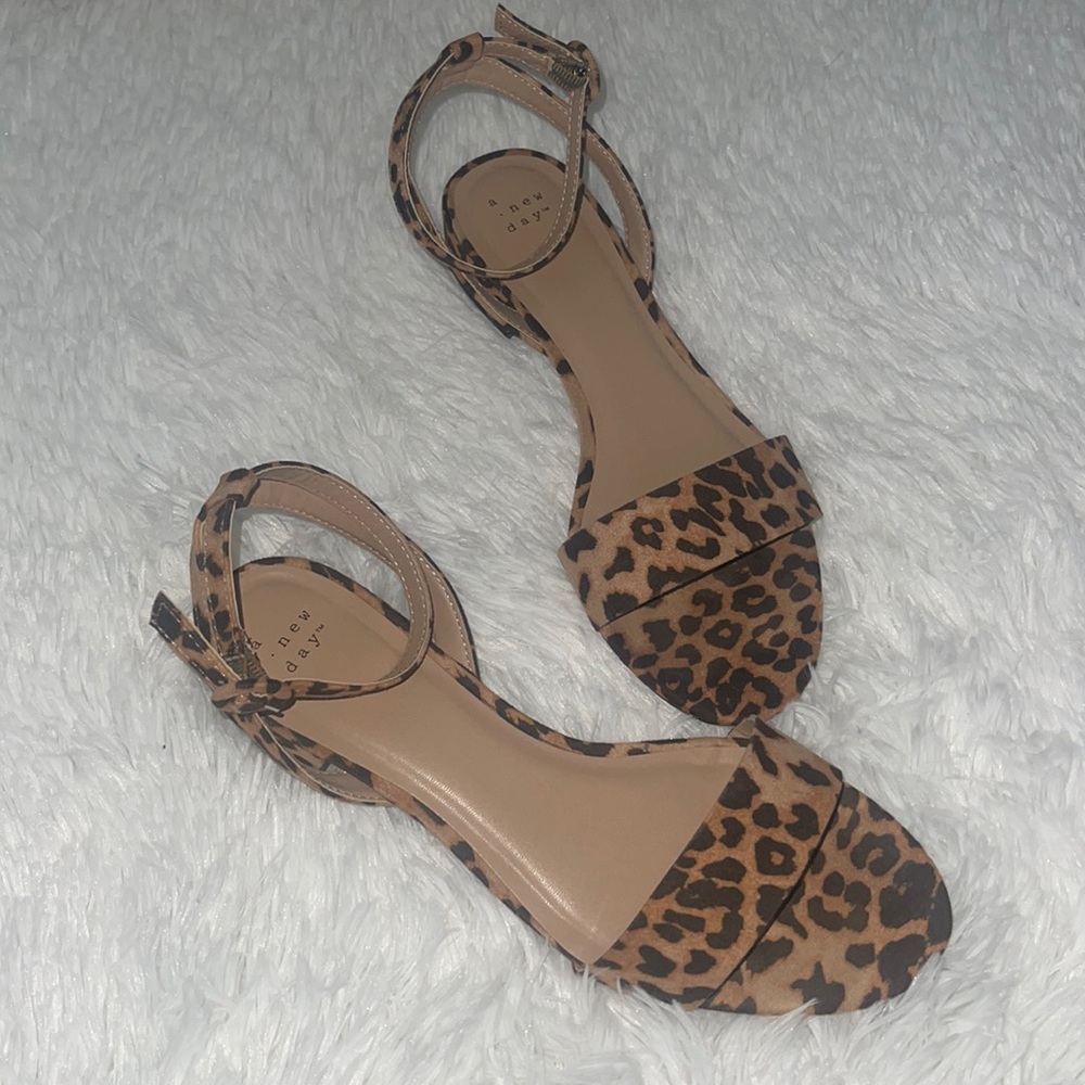 Leopard ankle strap heels